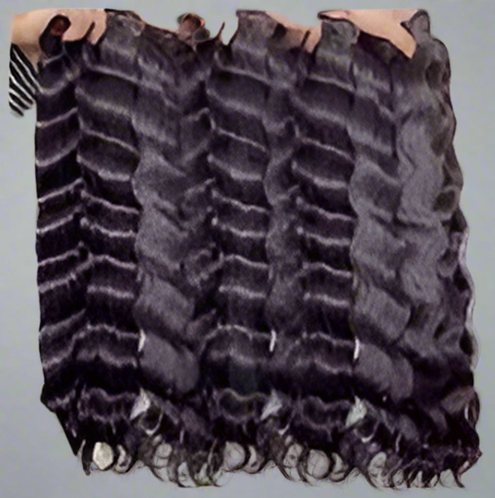 Cambodian Wavy Weft Black Colour Hair Extensions - Virgin Hair