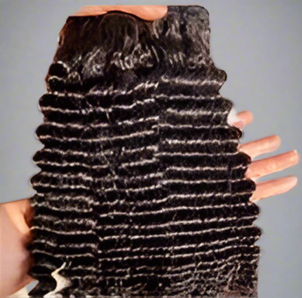 Deep Wave Weft Black Colour Hair Extensions - Virgin Hair