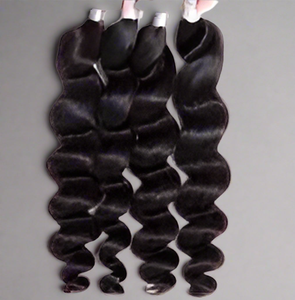 Loose Deep Weft Black Colour Hair Extensions - Virgin Hair