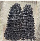 Tight Burmese Curly Weft Black Colour Hair Extensions - Virgin Hair